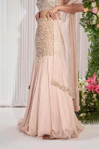 Nidhika Shekhar-Soft Pink Fish Cut Lehenga Set-INDIASPOPUP.COM