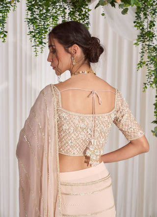 Nidhika Shekhar-Soft Pink Draped Sari With Blouse-INDIASPOPUP.COM