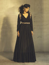 Parul And Preyanka-Black Anarkali With Dupatta & Belt-INDIASPOPUP.COM
