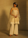 Parul And Preyanka-White Kurta With Dupatta & Palazzo-INDIASPOPUP.COM