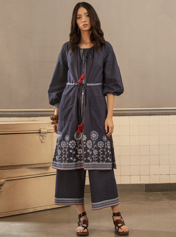 Payal Pratap-Navy Wes Tassel Tunic-INDIASPOPUP.COM