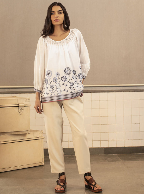 Payal Pratap-Ecru Metheny Embroidered Top-INDIASPOPUP.COM
