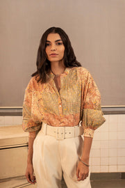 Payal Pratap-Beige Rollins Printed Top-INDIASPOPUP.COM