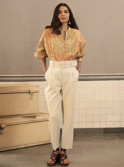 Payal Pratap-Beige Rollins Printed Top-INDIASPOPUP.COM