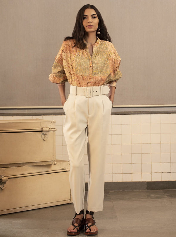 Payal Pratap-Beige Rollins Printed Top-INDIASPOPUP.COM