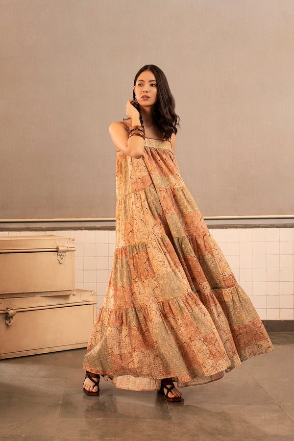 Payal Pratap-Beige Dolphy Strappy Maxi-INDIASPOPUP.COM