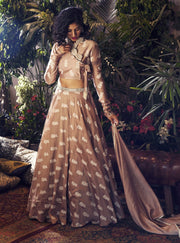 Bhumika Sharma - Beige Angarakha Blouse & Skirt Set - INDIASPOPUP.COM