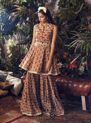 Bhumika Sharma - Maroon & Beige Kurta With Sharara Set - INDIASPOPUP.COM
