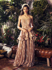 Bhumika Sharma - Beige Peplum Top With Palazzo - INDIASPOPUP.COM