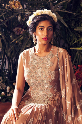 Bhumika Sharma - Beige Embroidered Anarkali Set - INDIASPOPUP.COM