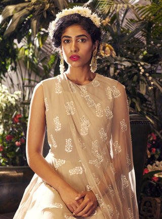 Bhumika Sharma - Light Beige Embroidered Anarkali Set - INDIASPOPUP.COM