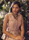 Bhumika Sharma - Nude Peplum Top & Pleated Skirt - INDIASPOPUP.COM