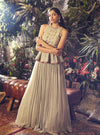 Bhumika Sharma - Sage Green Peplum Top & Skirt - INDIASPOPUP.COM