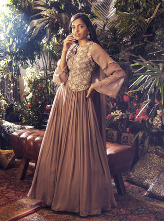 Bhumika Sharma - Grey Jacket Style Anarkali Gown - INDIASPOPUP.COM