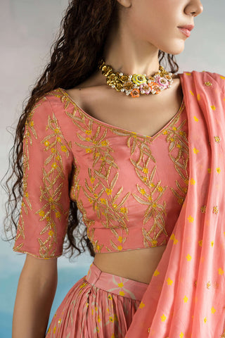 Ease-Mauve Pink Printed Garara Sari With Blouse-INDIASPOPUP.COM