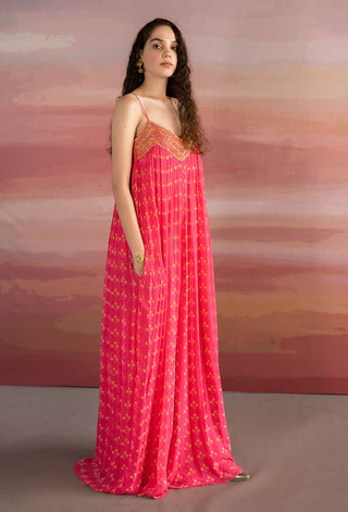Ease-Pink Floral Print Sleeveless Jumpsuit-INDIASPOPUP.COM