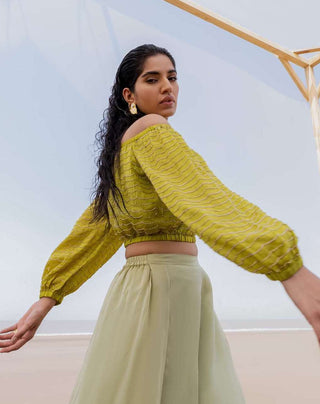 Ease-Green Embroidered Top And Palazzo-INDIASPOPUP.COM
