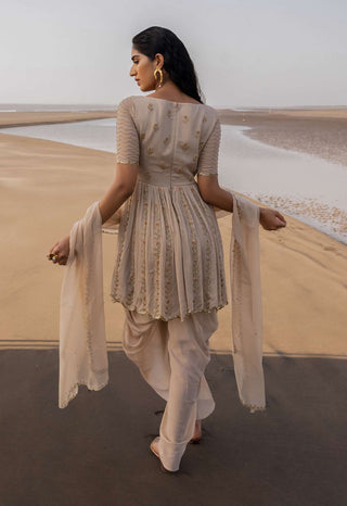 Ease-Ivory Floral Embroidered Dhoti Set-INDIASPOPUP.COM