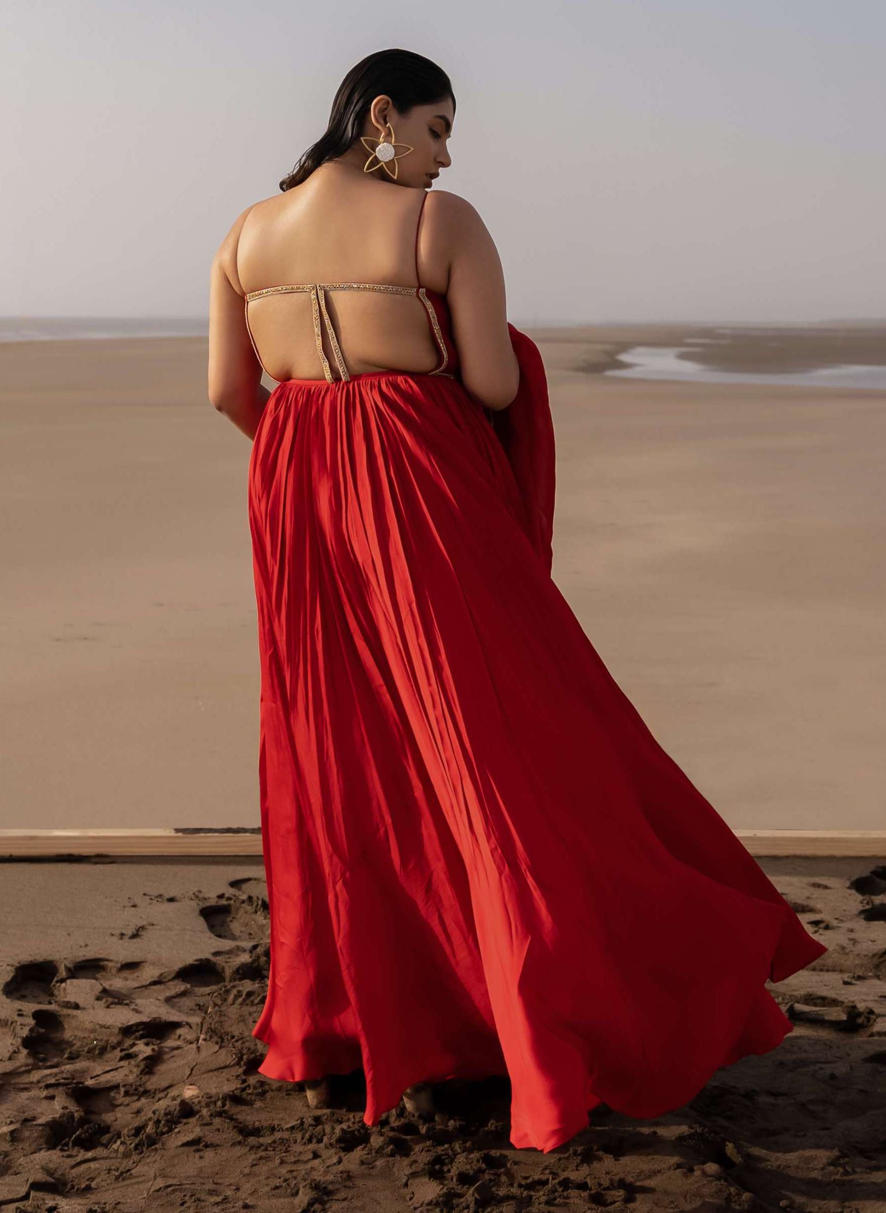 Ease | Red Backless Anarkali with Dupatta | INDIASPOPUP.COM L Ease | Red Backless Anarkali with Dupatta | INDIASPOPUP.COM L