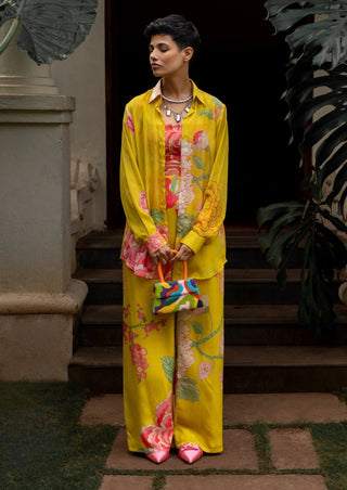 Paulmi & Harsh-Yellow Refreshing Floral Shirt And Pant-INDIASPOPUP.COM