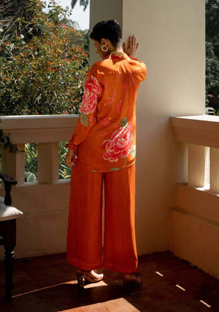 Paulmi & Harsh-Orange Blissful Floral Shirt And Pants-INDIASPOPUP.COM