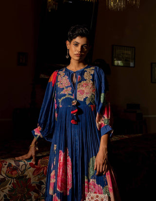 Paulmi & Harsh-Blue Blooming Big Floral Maxi Dress-INDIASPOPUP.COM
