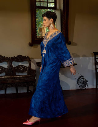 Paulmi & Harsh-Royal Blue Self Woven Kaftan-INDIASPOPUP.COM