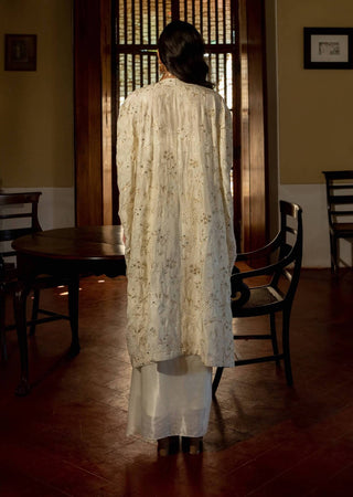 Paulmi & Harsh-Ivory Self Woven Jacket Jacket And Skirt Set-INDIASPOPUP.COM