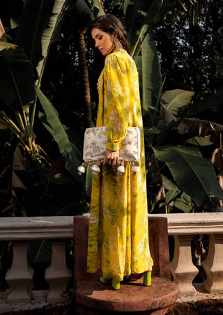Paulmi & Harsh-Yellow Garden Of Bloom Jacket And Skirt Set-INDIASPOPUP.COM