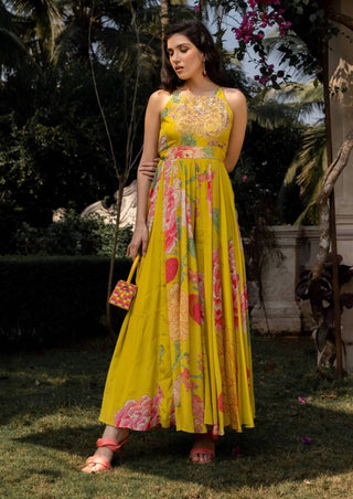 Paulmi & Harsh-Yellow Refreshing Floral Jumpsuit-INDIASPOPUP.COM