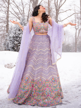 Chamee And Palak-Lavender Lehenga Set-INDIASPOPUP.COM