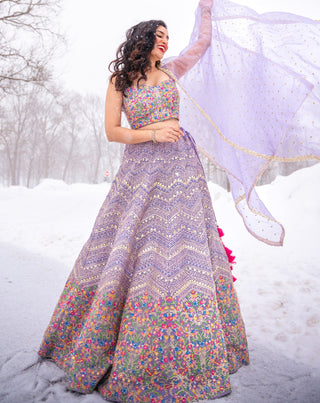 Chamee And Palak-Lavender Lehenga Set-INDIASPOPUP.COM