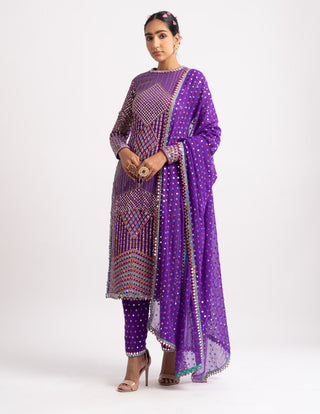 Vvani By Vani Vats-Purple Multi Embroidery Kurta Set-INDIASPOPUP.COM