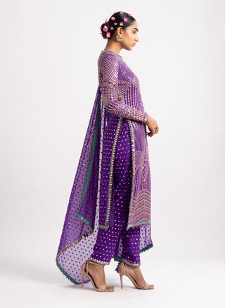 Vvani By Vani Vats-Purple Multi Embroidery Kurta Set-INDIASPOPUP.COM