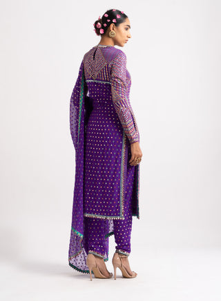 Vvani By Vani Vats-Purple Multi Embroidery Kurta Set-INDIASPOPUP.COM