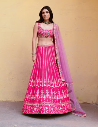 Chamee And Palak-Valentina Pink Embroidered Lehenga Set-INDIASPOPUP.COM