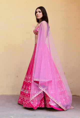 Chamee And Palak-Valentina Pink Embroidered Lehenga Set-INDIASPOPUP.COM