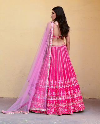 Chamee And Palak-Valentina Pink Embroidered Lehenga Set-INDIASPOPUP.COM