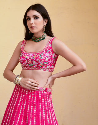 Chamee And Palak-Valentina Pink Embroidered Lehenga Set-INDIASPOPUP.COM