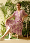 Be-Blu-Valentina Purple Printed Mini Dress-INDIASPOPUP.COM