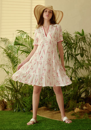 Be-Blu-Valentina White Embroidered Mini Dress-INDIASPOPUP.COM