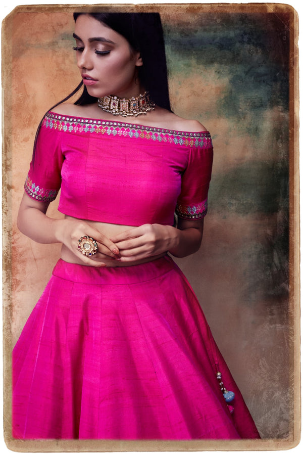 Vvani By Vani Vats-Pink Lehenga Skirt With Blouse-INDIASPOPUP.COM