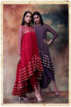 Vvani By Vani Vats-Crimson Red Kurta With Dhoti Pants-INDIASPOPUP.COM