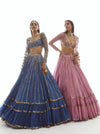 Vvani By Vani Vats-Dull Pink Tier Lehenga Set-INDIASPOPUP.COM