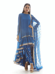 Vvani By Vani Vats-Peacock Blue Kurta Dhoti Set-INDIASPOPUP.COM