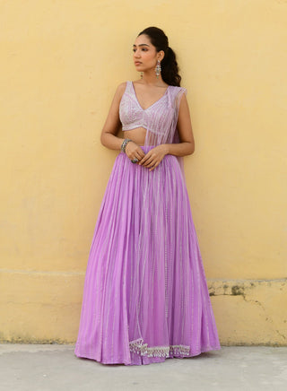 Chamee And Palak-Vari Lavender Sequins Lehenga Set-INDIASPOPUP.COM