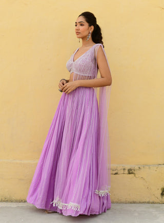 Chamee And Palak-Vari Lavender Sequins Lehenga Set-INDIASPOPUP.COM