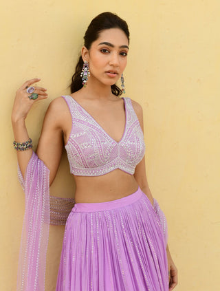 Chamee And Palak-Vari Lavender Sequins Lehenga Set-INDIASPOPUP.COM