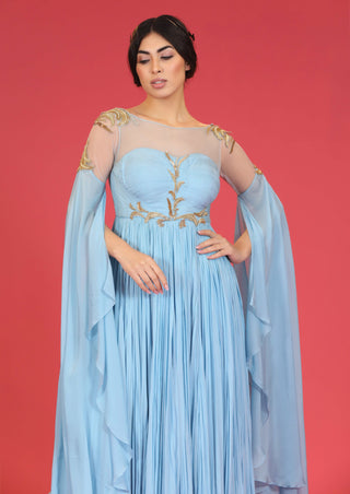 Megha & Jigar-Sky Blue Gown-INDIASPOPUP.COM
