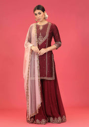 Megha & Jigar-Purple Embroidered Gharara Set-INDIASPOPUP.COM